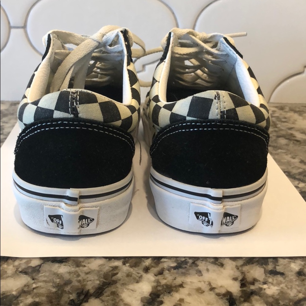 Black and White/Cream checkerboard Vans